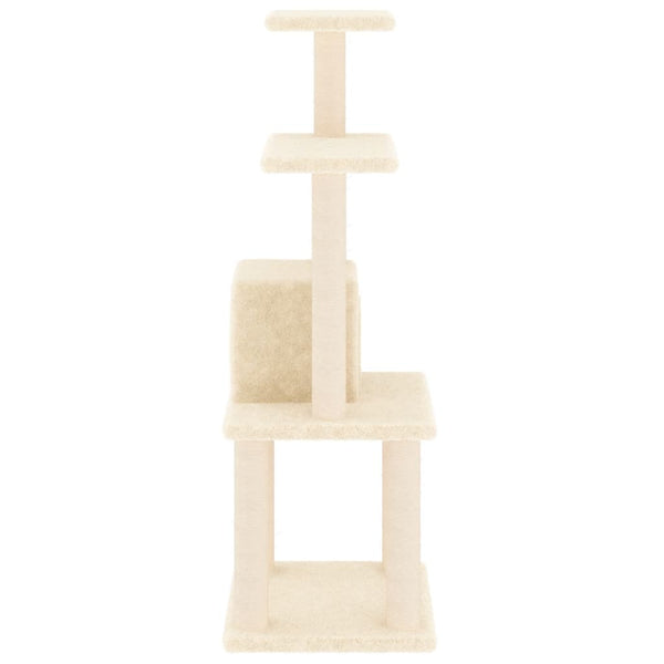 Árvore para gatos c/ postes arranhadores sisal 105 cm cor creme