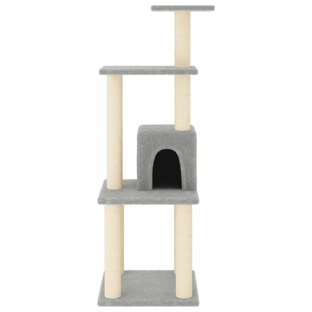 Árvore p/ gatos c/ postes arranhadores sisal 105 cm cinza-claro