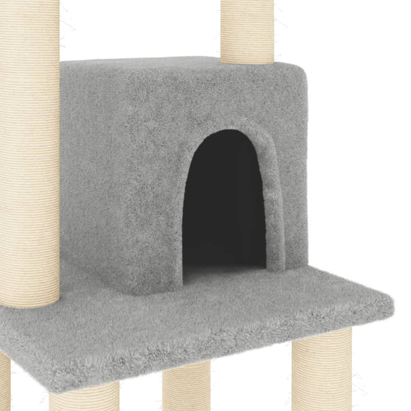 Árvore p/ gatos c/ postes arranhadores sisal 105 cm cinza-claro