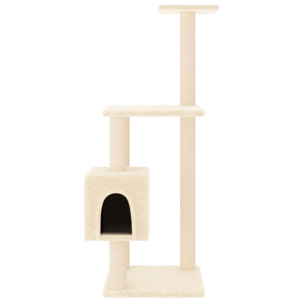 Árvore para gatos c/ postes arranhadores sisal 104 cm cor creme