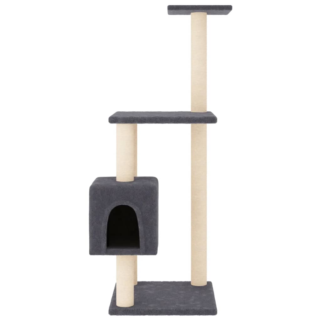 Árvore p/ gatos c/ postes arranhadores sisal 104cm cinza-escuro