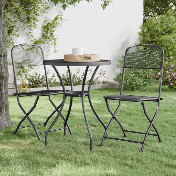 Cadeiras jardim dobráveis 2 pcs malha metal expandido antracite