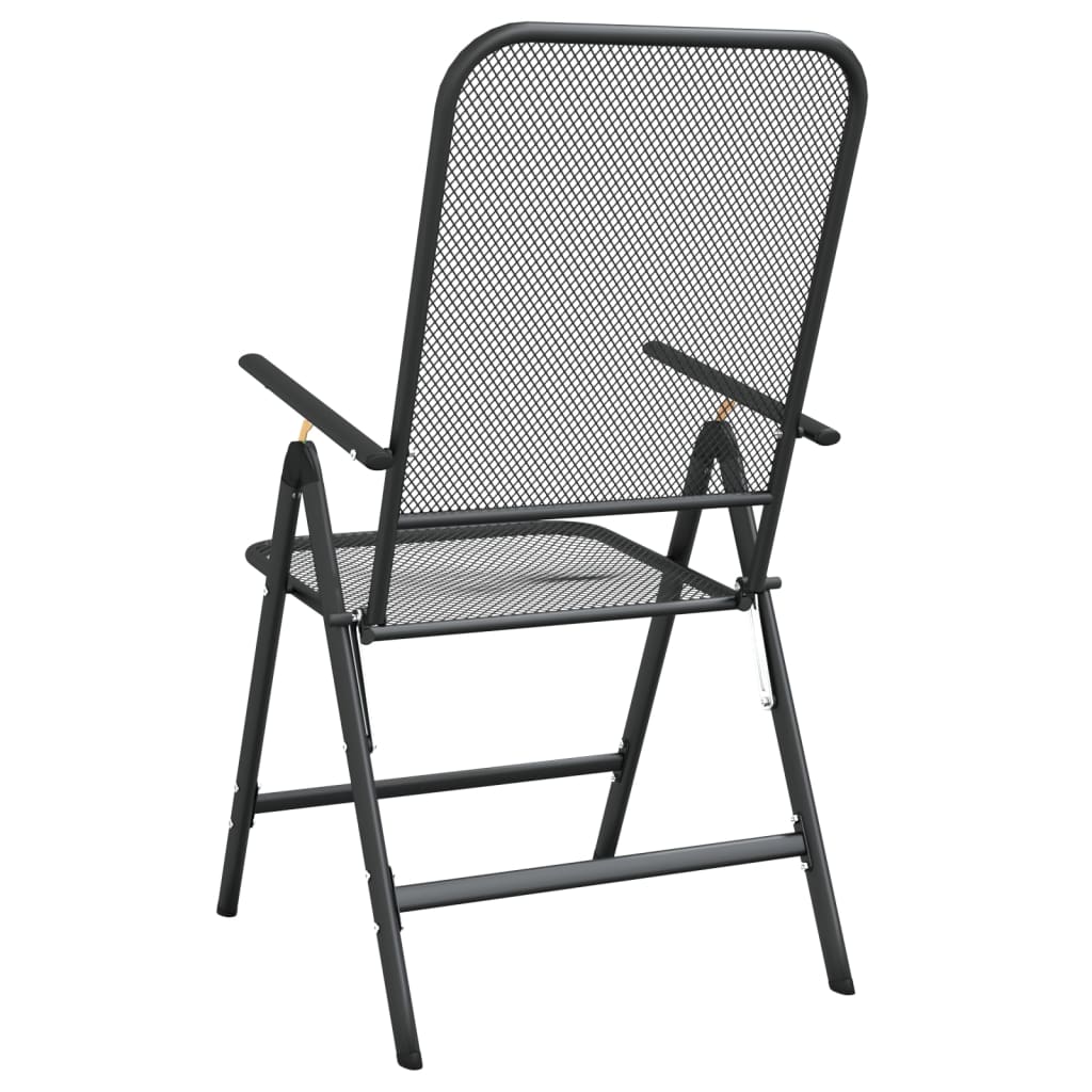 Cadeiras jardim dobráveis 2 pcs malha metal expandido antracite