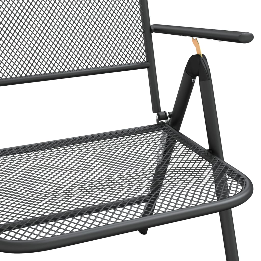 Cadeiras jardim dobráveis 4 pcs malha metal expandido antracite