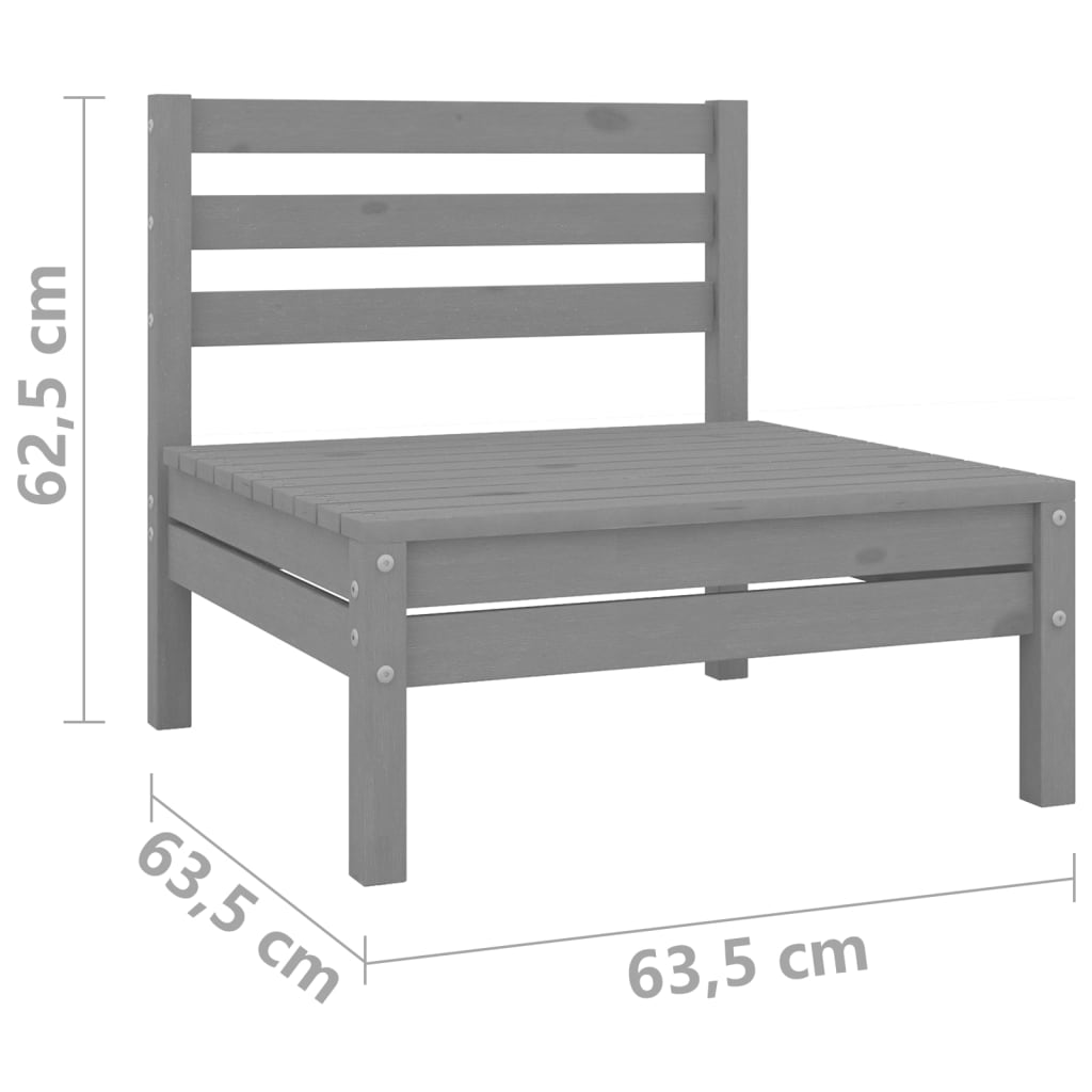 Sofá de 2 lugares para jardim pinho maciço cinzento