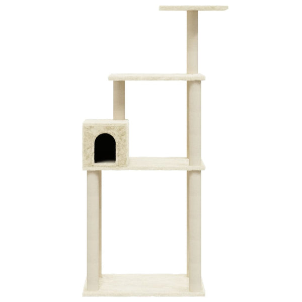 Árvore para gatos c/ postes arranhadores sisal 147 cm cor creme