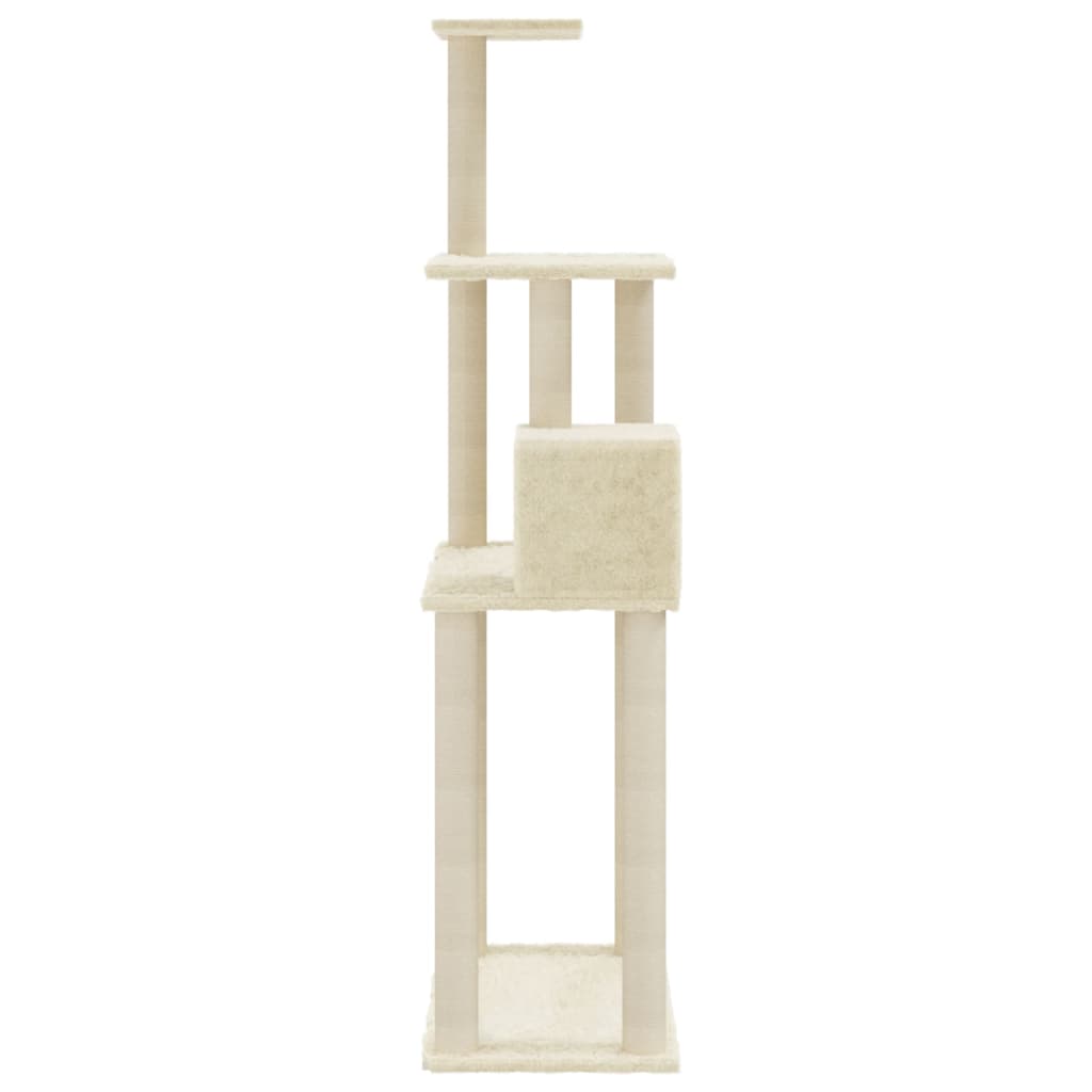 Árvore para gatos c/ postes arranhadores sisal 147 cm cor creme