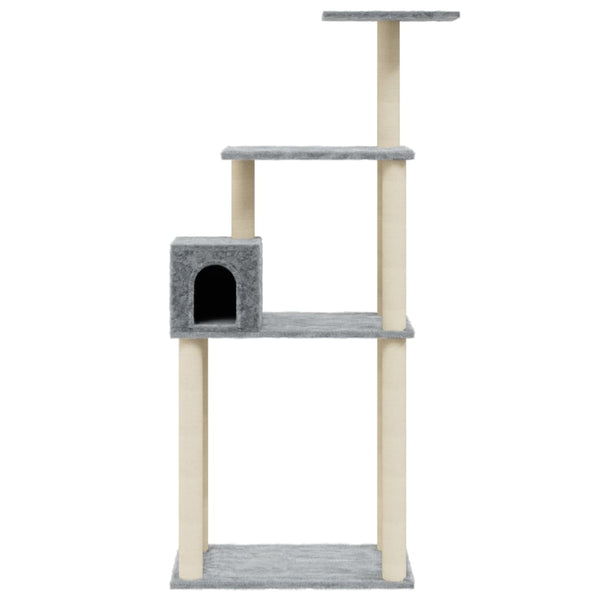 Árvore p/ gatos c/ postes arranhadores sisal 147cm cinza-claro