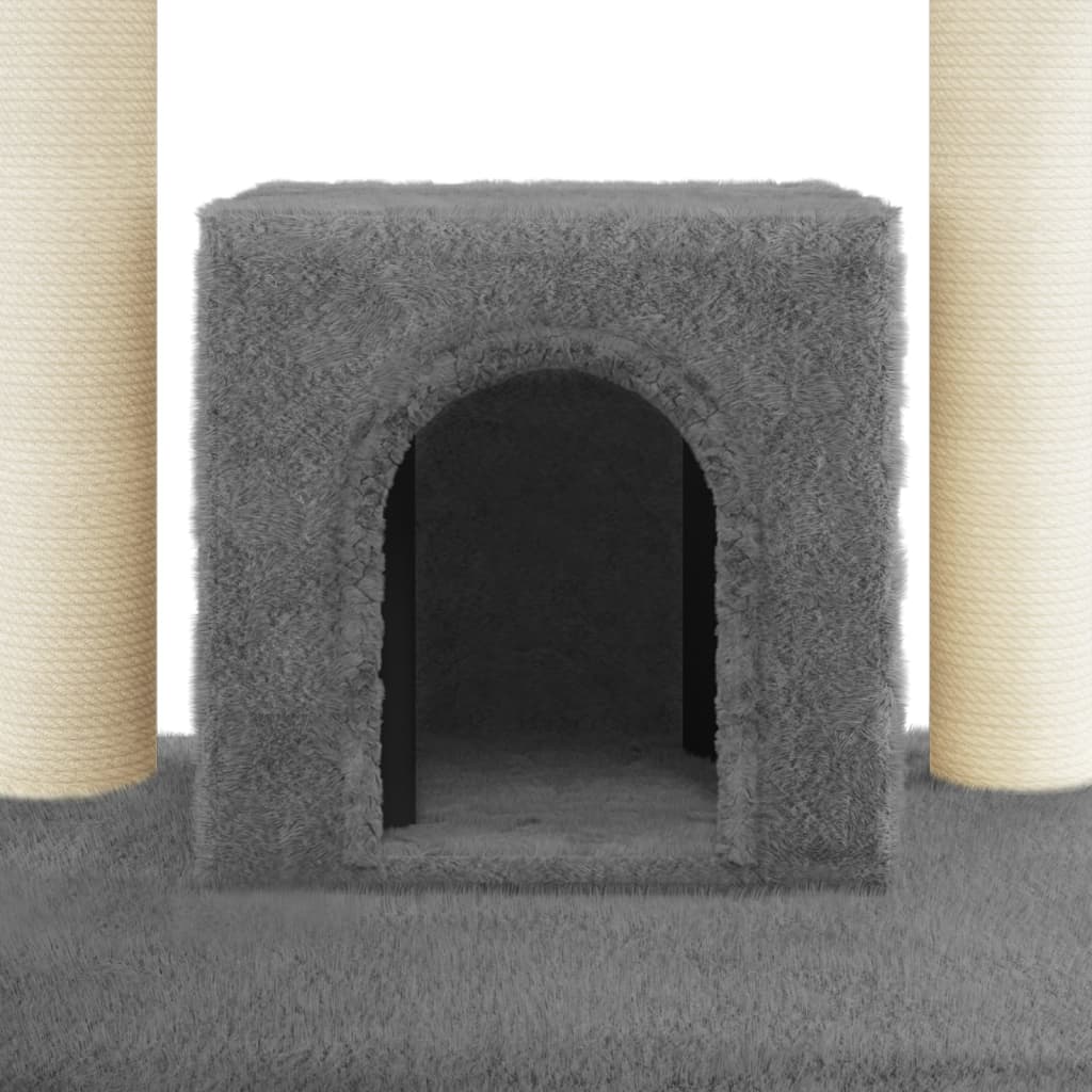 Árvore p/ gatos c/ postes arranhadores sisal 110cm cinza-escuro