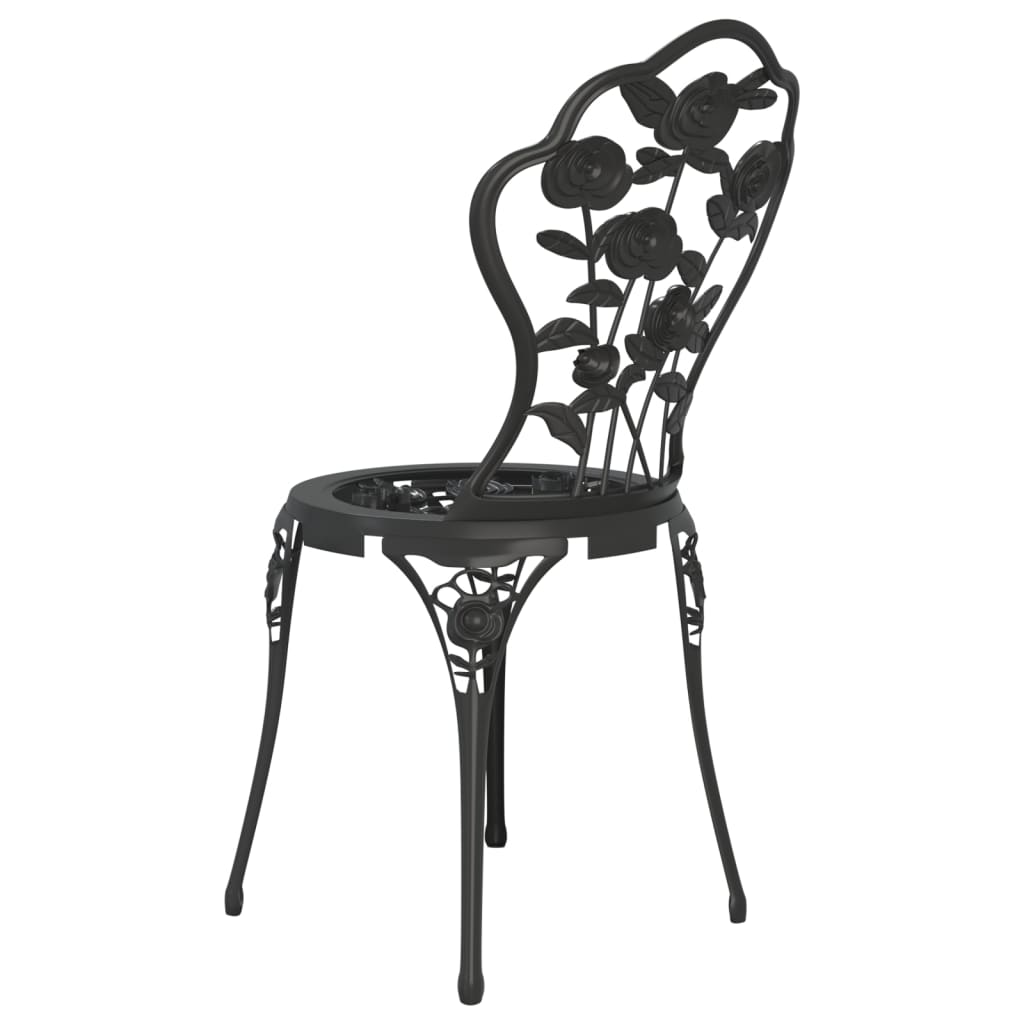 Cadeiras de bistrô 2 pcs alumínio fundido preto
