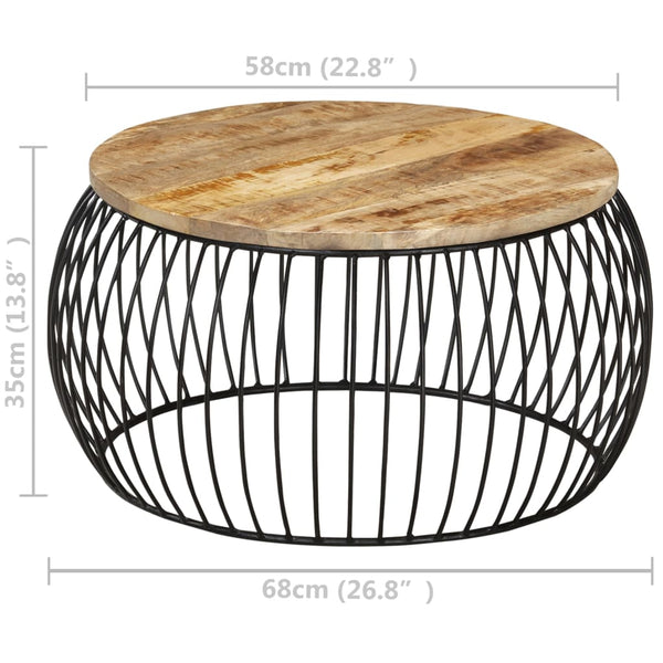 Mesa de centro Ø68 cm madeira de mangueira áspera