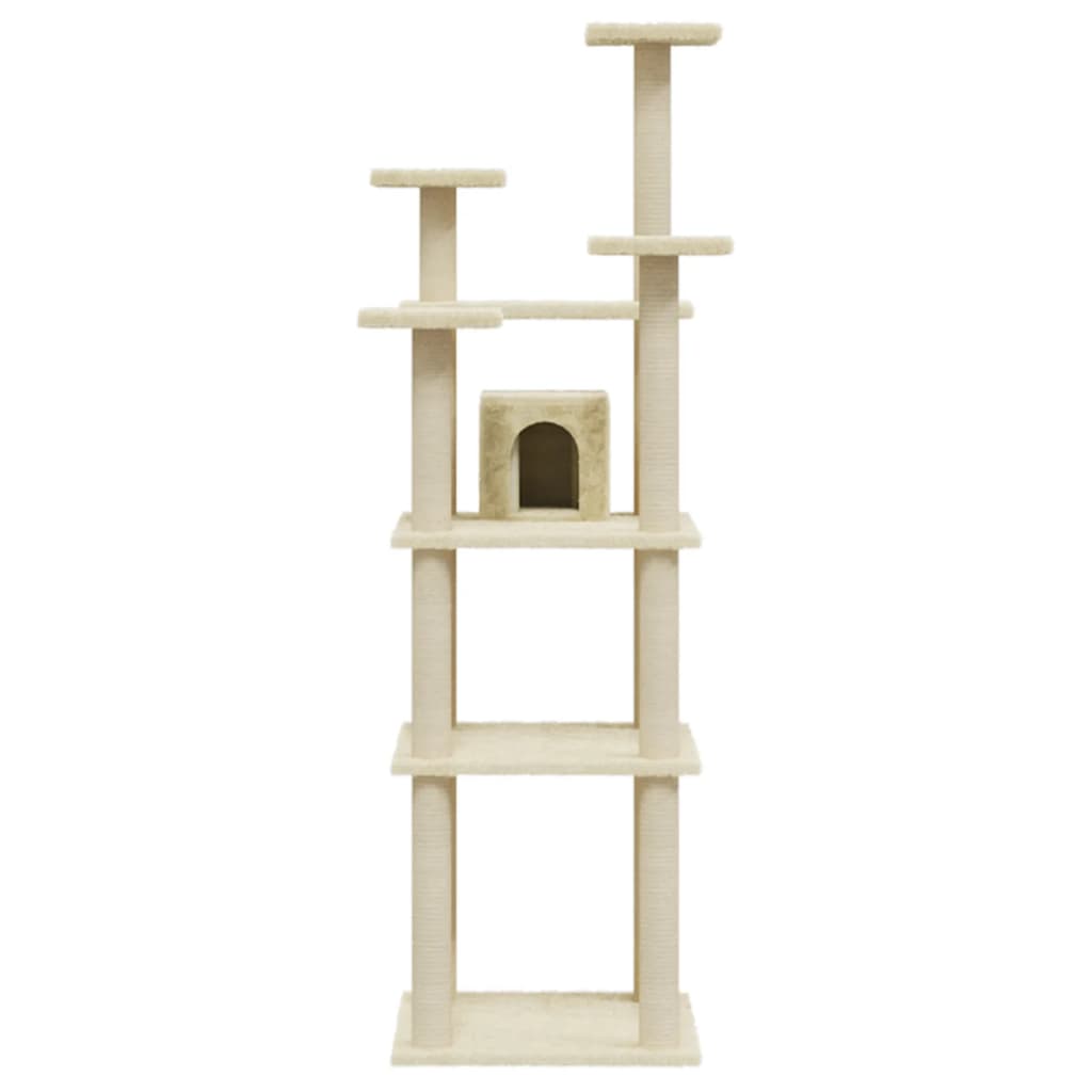 Árvore para gatos c/ postes arranhadores sisal 171 cm cor creme