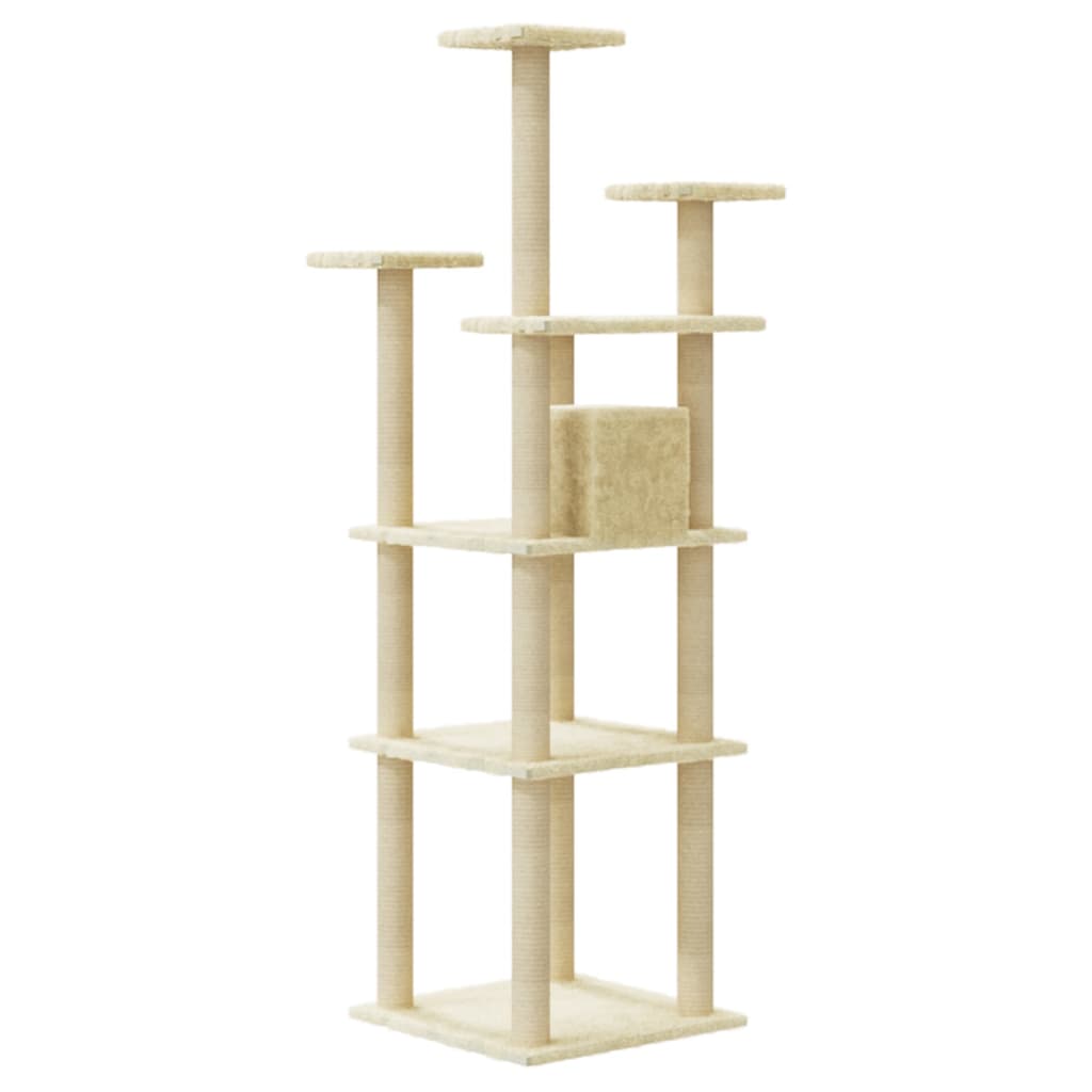 Árvore para gatos c/ postes arranhadores sisal 171 cm cor creme