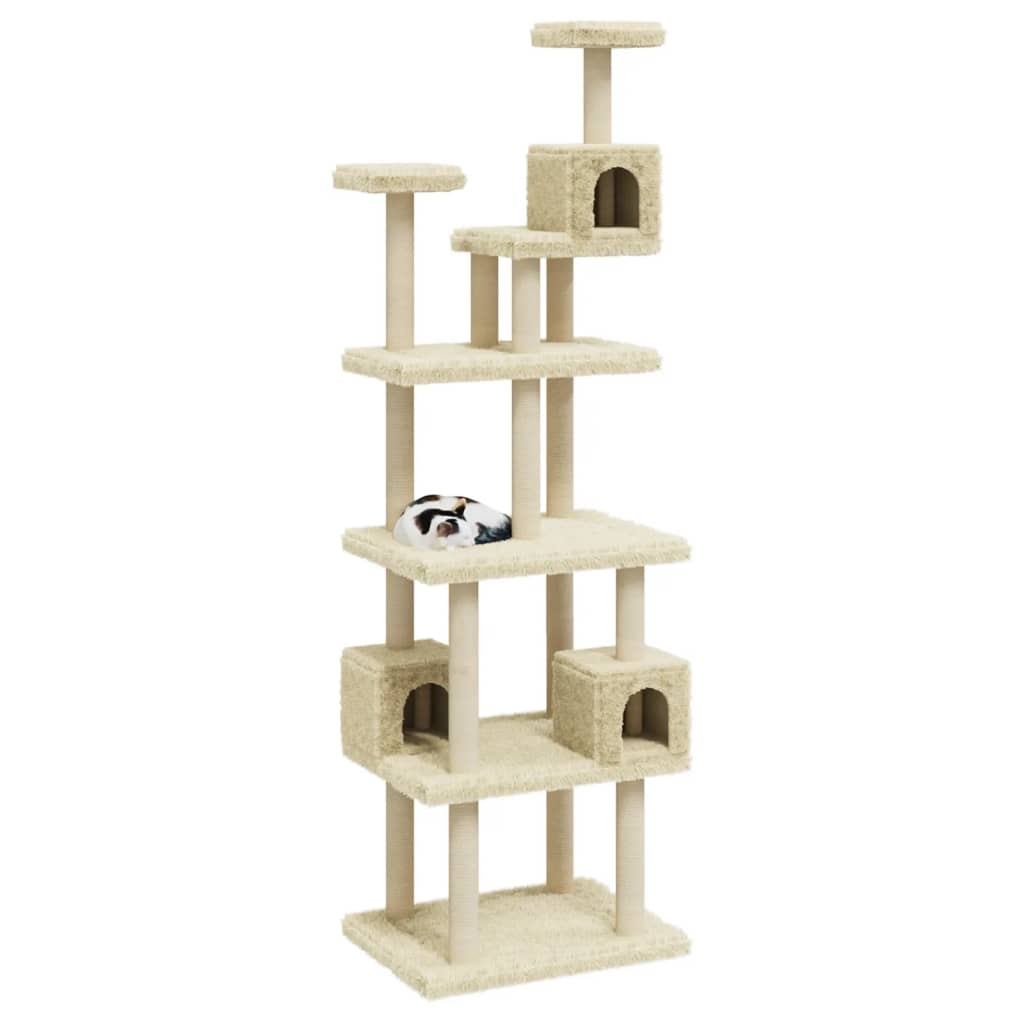 Árvore para gatos c/ postes arranhadores sisal 188 cm cor creme