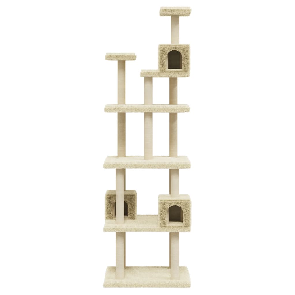 Árvore para gatos c/ postes arranhadores sisal 188 cm cor creme