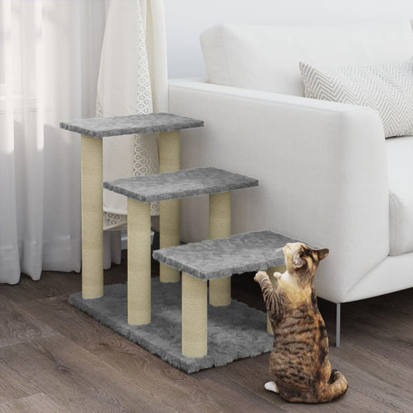 Árvore gatos c/ postes arranhadores sisal 50,5 cm cinza-claro