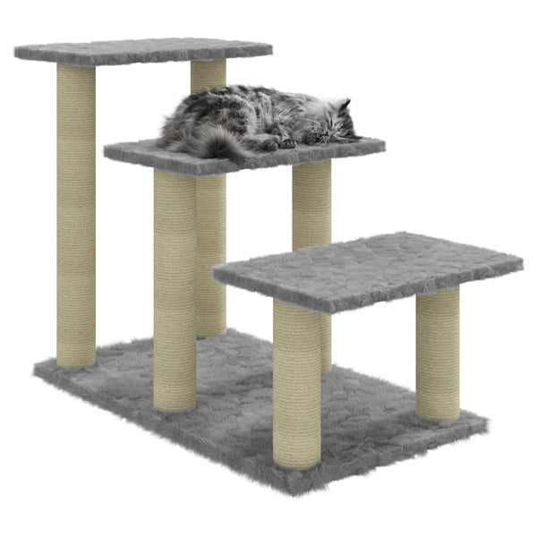 Árvore gatos c/ postes arranhadores sisal 50,5 cm cinza-claro