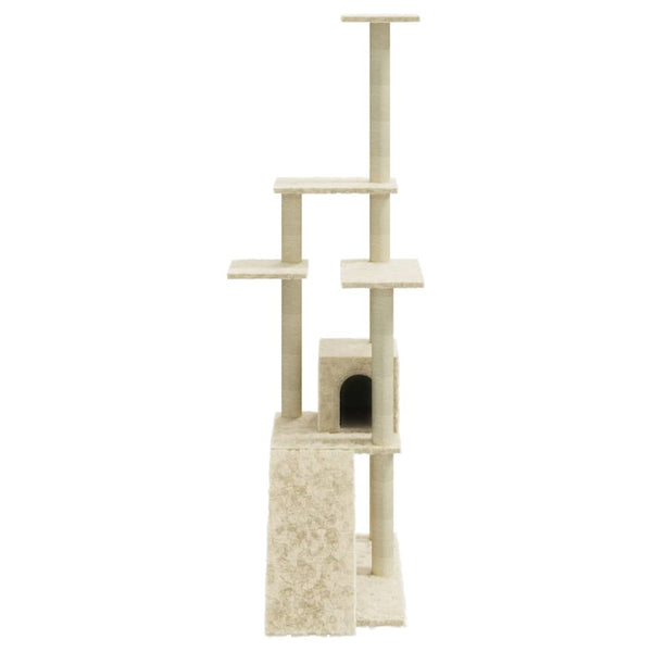 Árvore para gatos c/ postes arranhadores sisal 155 cm cor creme