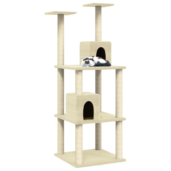 Árvore para gatos c/ postes arranhadores sisal 141 cm cor creme