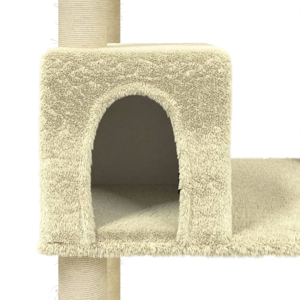 Árvore para gatos c/ postes arranhadores sisal 141 cm cor creme