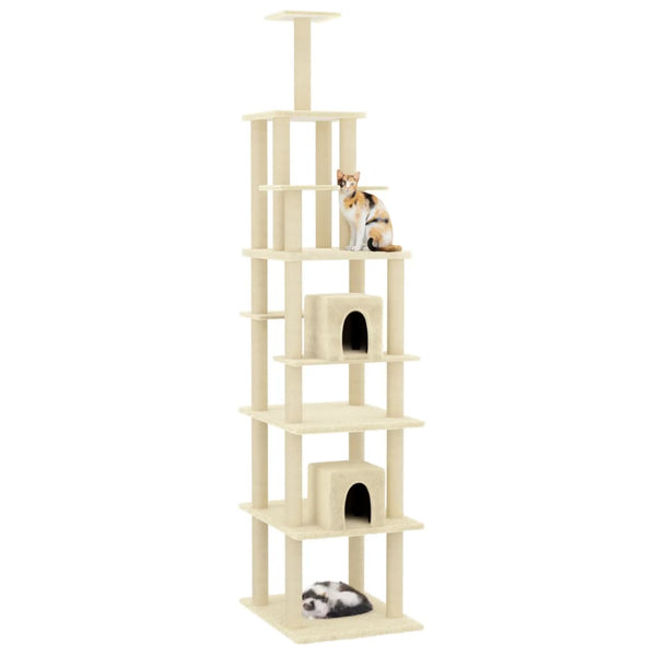 Árvore para gatos c/ postes arranhadores sisal 216 cm cor creme