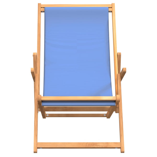 Cadeira de praia dobrável madeira de teca maciça azul
