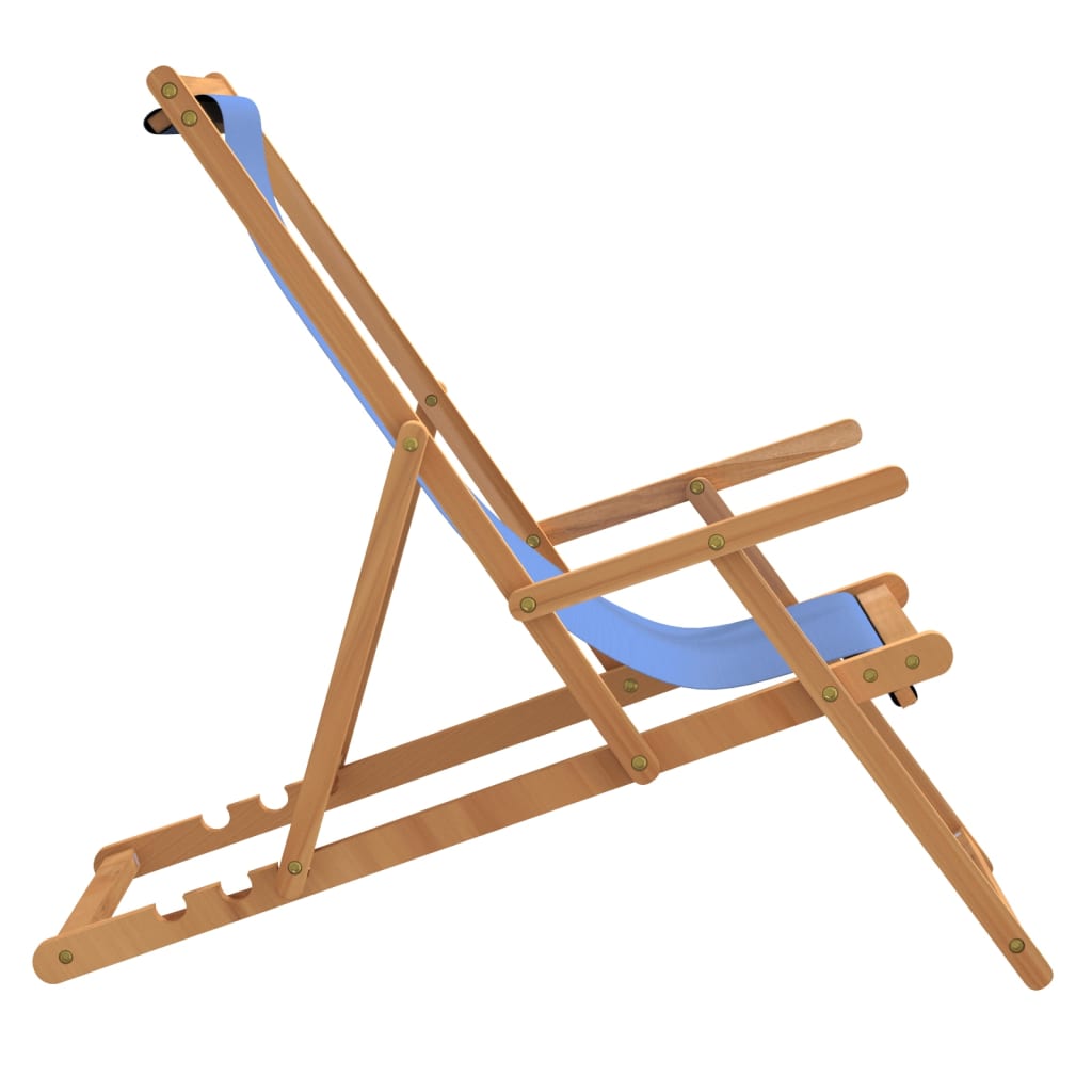 Cadeira de praia dobrável madeira de teca maciça azul