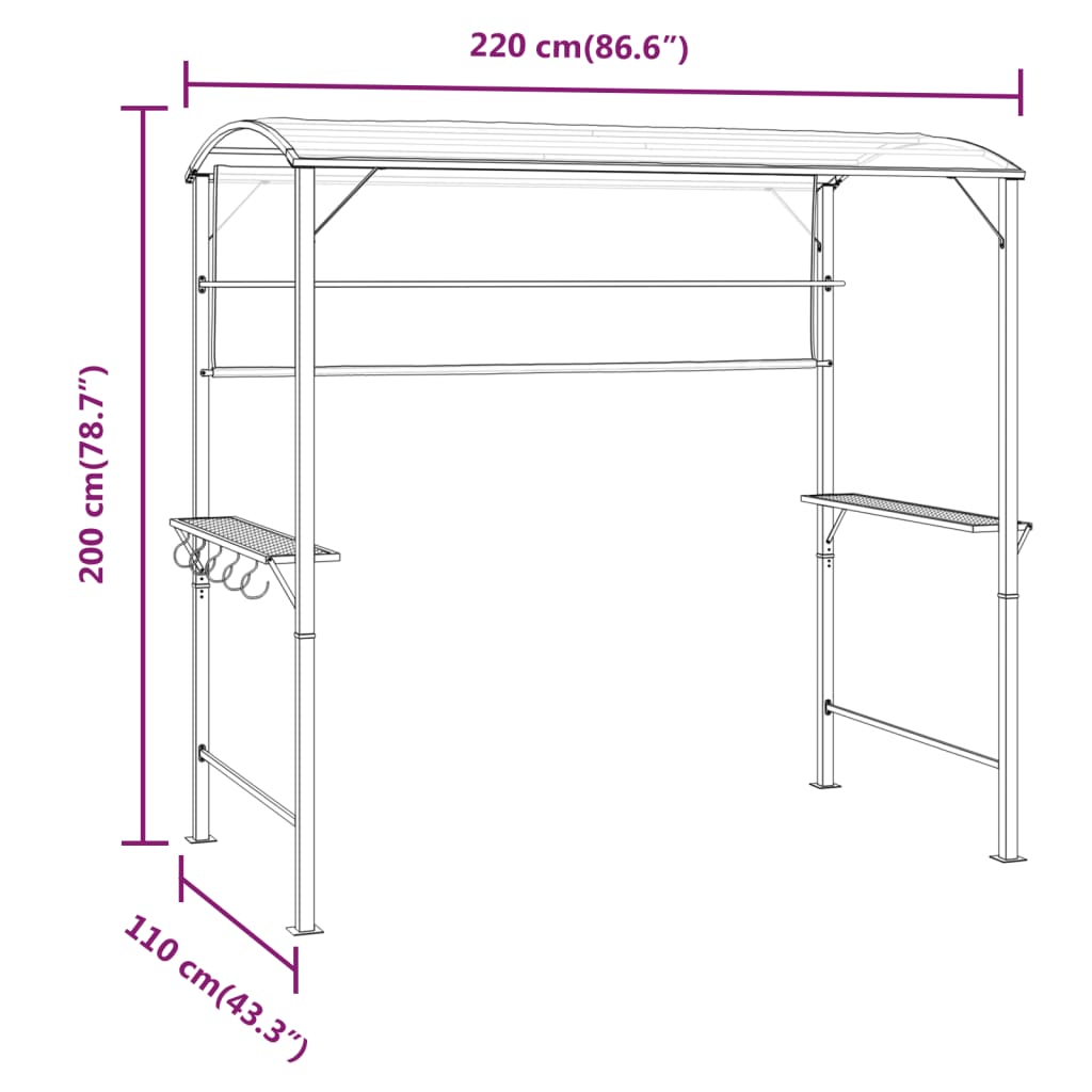 Gazebo com toldo 220x110x200 cm antracite