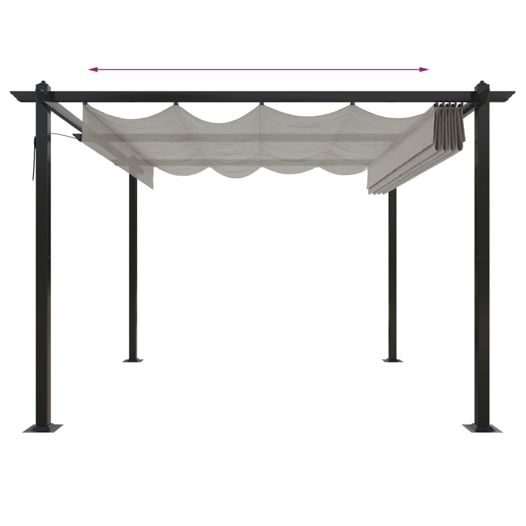 Gazebo de jardim com telhado retrátil 3x3 m cor creme