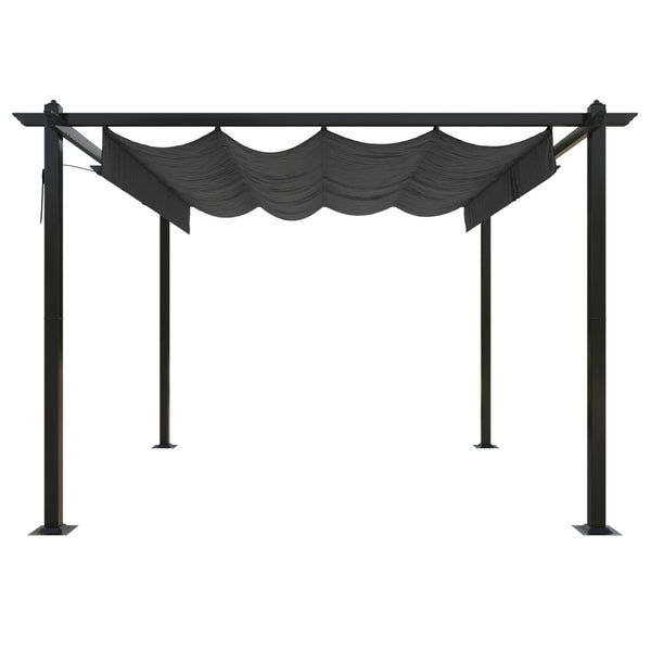 Gazebo de jardim com telhado retrátil 3x3 m antracite