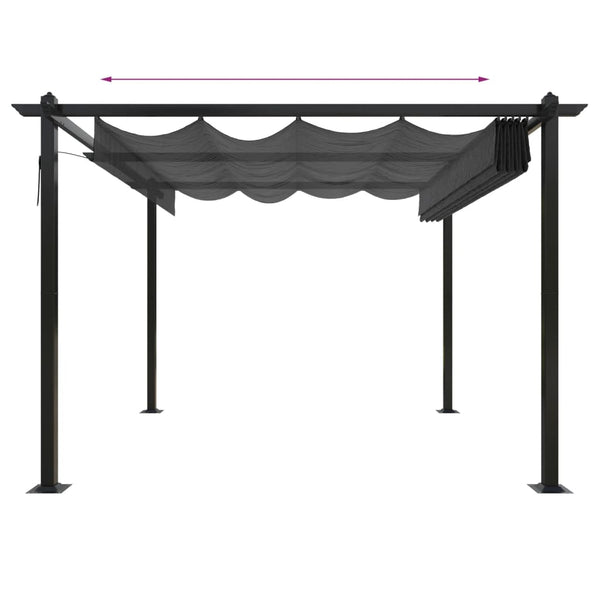 Gazebo de jardim com telhado retrátil 3x3 m antracite