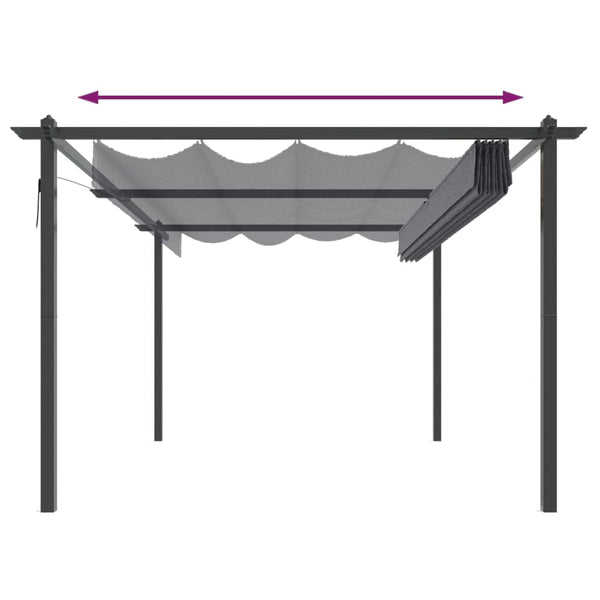 Gazebo de jardim com telhado retrátil 4x3 m antracite