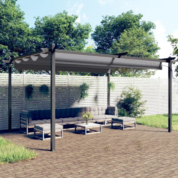 Gazebo de jardim com telhado retrátil 4x3 m antracite