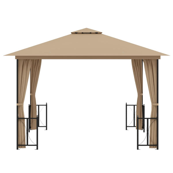 Gazebo c/ paredes laterais e telhado duplo 3x3 m cinza-acast.