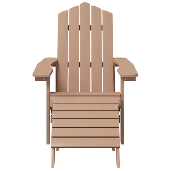 Cadeira de jardim Adirondack com apoio de pés PEAD castanho