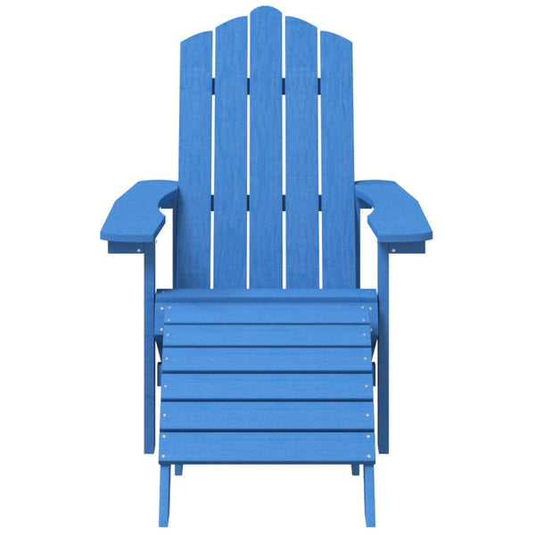 Cadeira de jardim Adirondack com banco de pés PEAD ciano