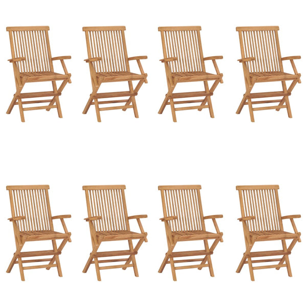 Cadeiras de jardim dobráveis 8 pcs madeira de teca maciça