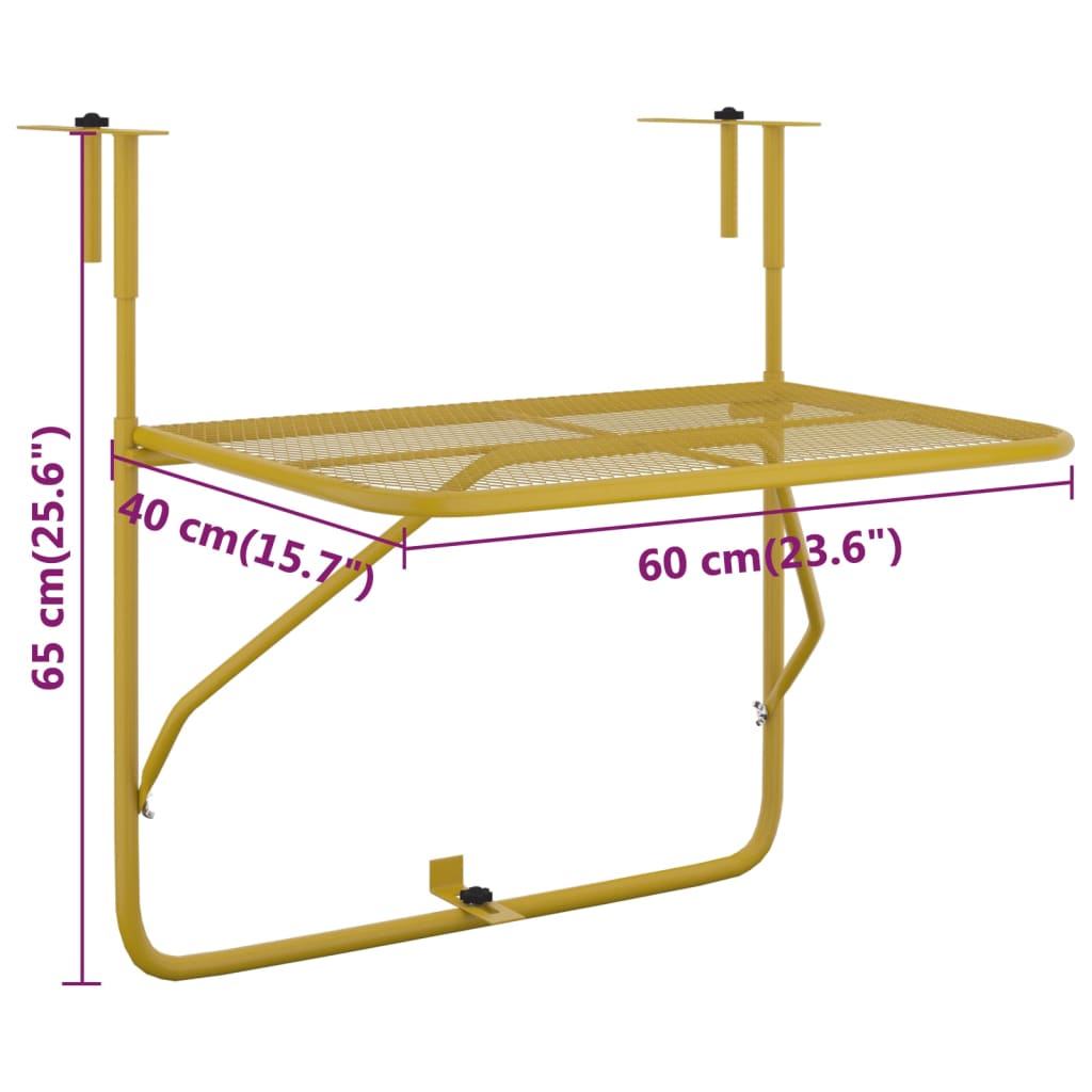 Mesa para varanda 60x40 cm aço dourado