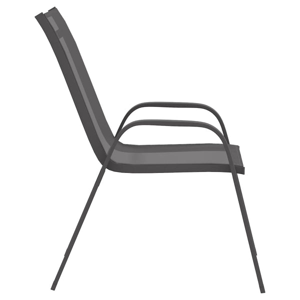 Cadeiras de jardim empilháveis 4 pcs textilene cinzento