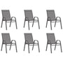 Cadeiras de jardim empilháveis 6 pcs textilene cinzento