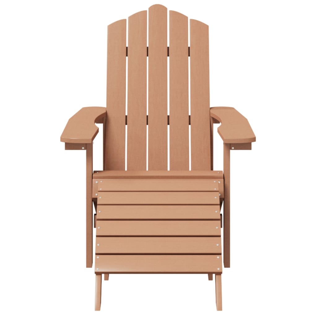 Cadeira de jardim Adirondack c/ apoio de pés/mesa PEAD castanho