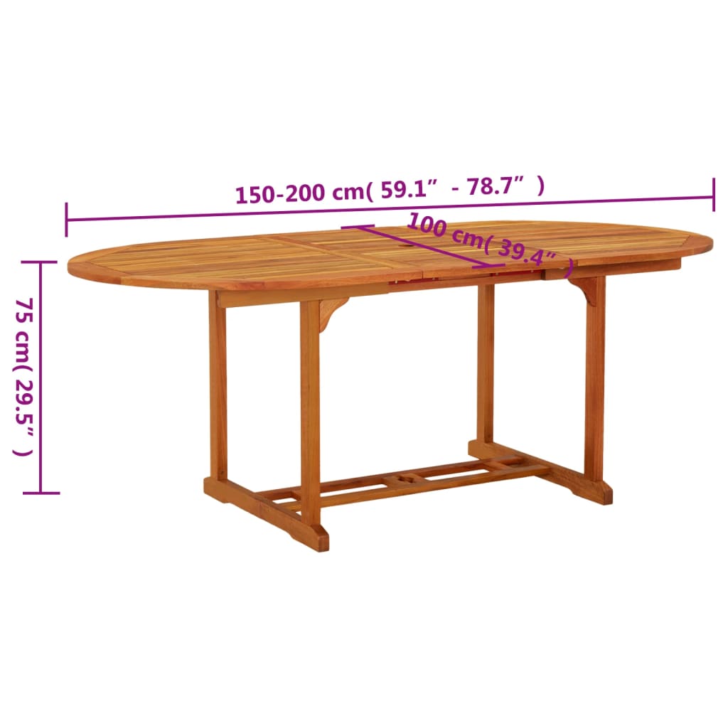 Mesa de jardim 200x100x75 cm madeira de eucalipto maciça