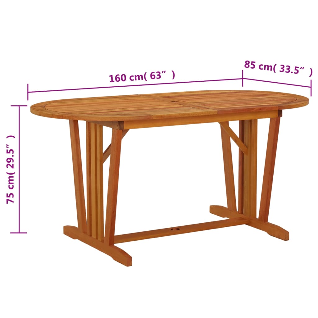 Mesa de jardim 160x85x75 cm madeira de eucalipto maciça