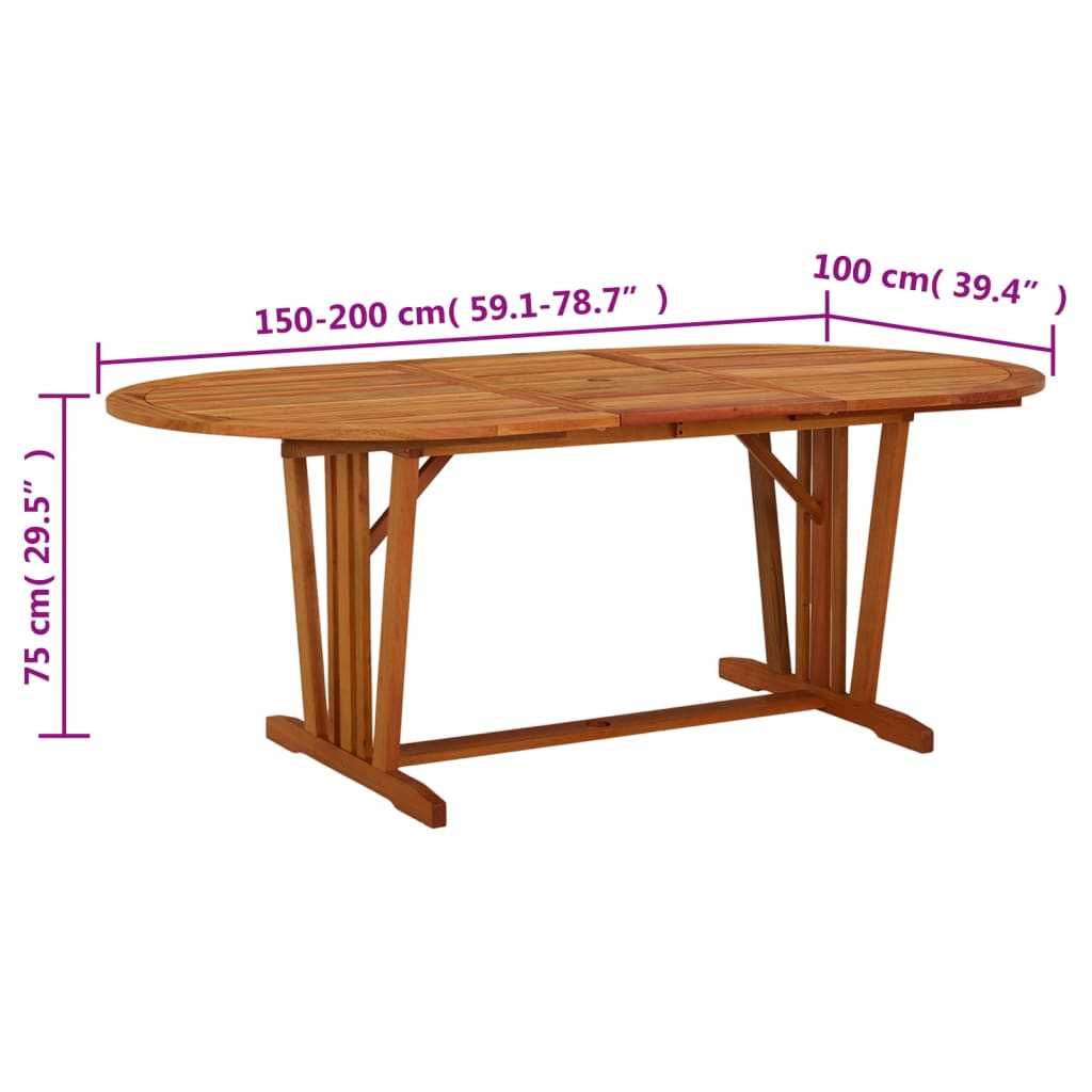 Mesa de jardim 200x100x75 cm madeira de eucalipto maciça