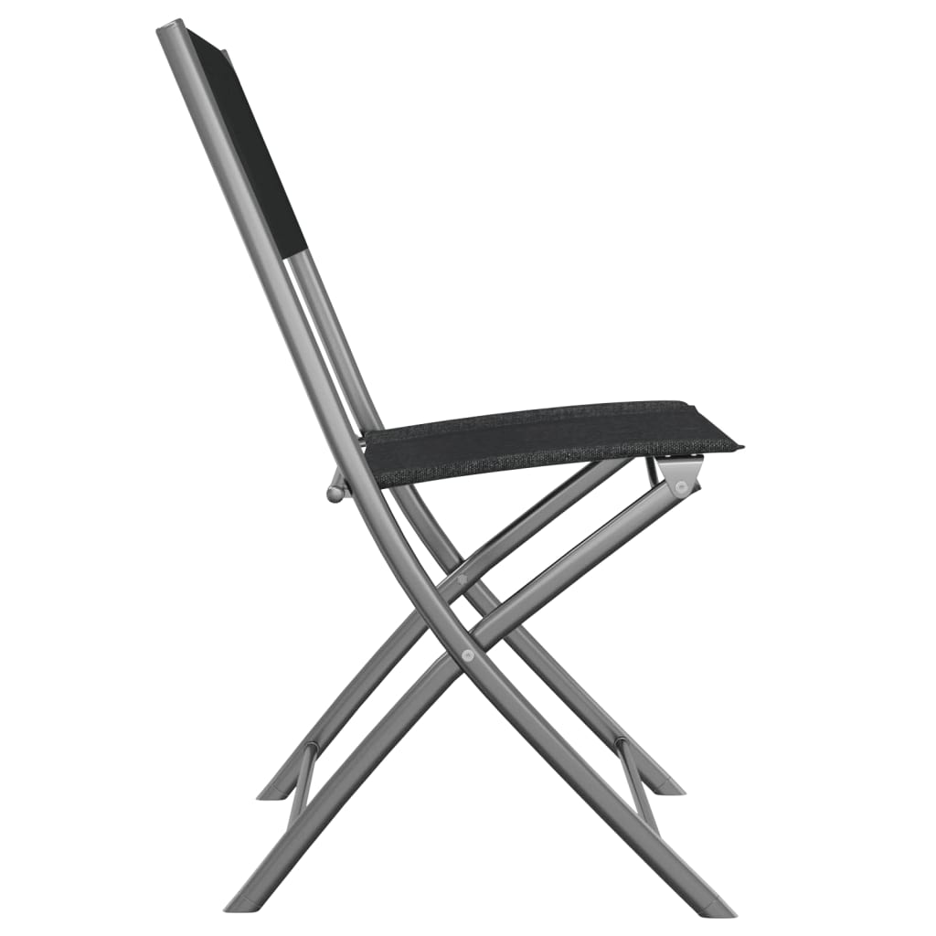 Cadeiras de exterior dobráveis 2 pcs aço e textilene preto