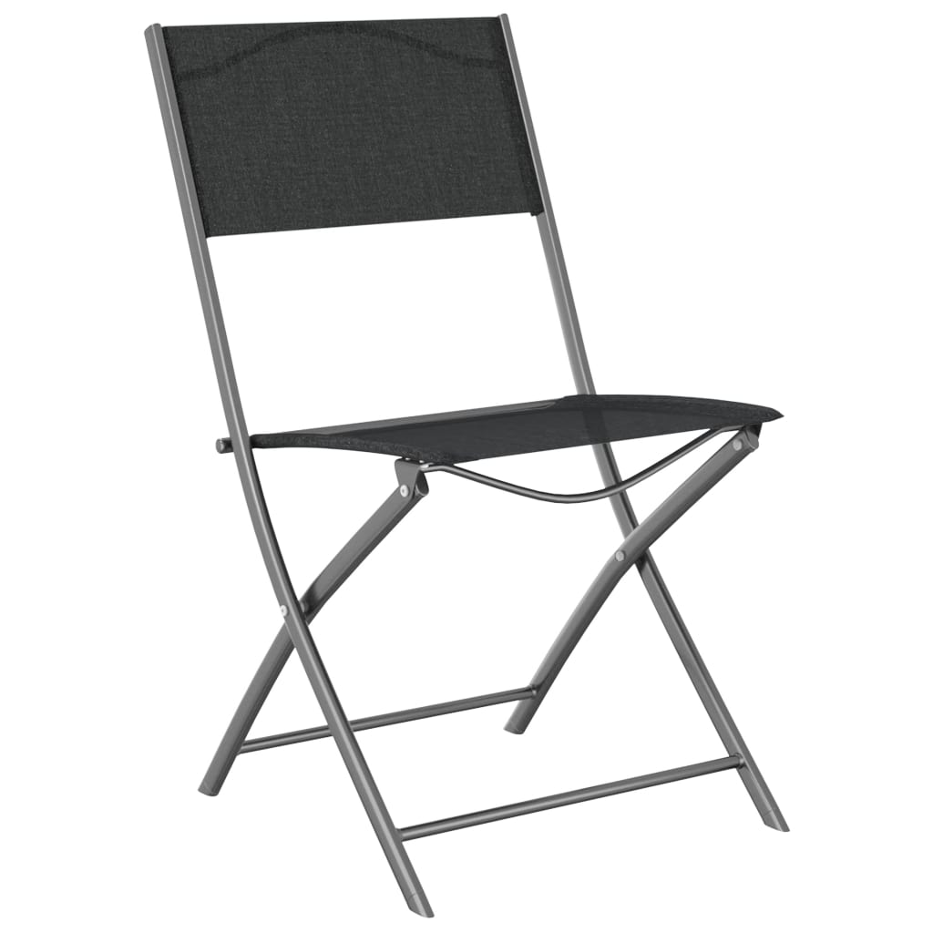 Cadeiras de exterior dobráveis 4 pcs aço e textilene preto