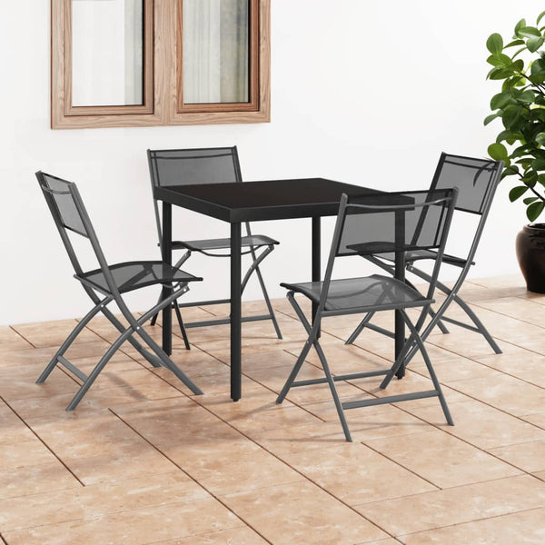 Cadeiras de exterior dobráveis 4 pcs aço e textilene preto