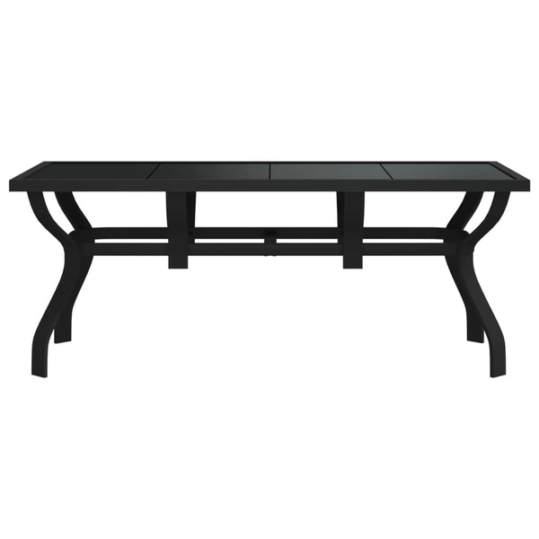 Mesa de jardim 180x80x70 cm aço e vidro preto