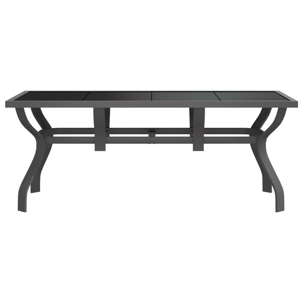 Mesa de jardim 180x80x70 cm aço e vidro cinza/preto