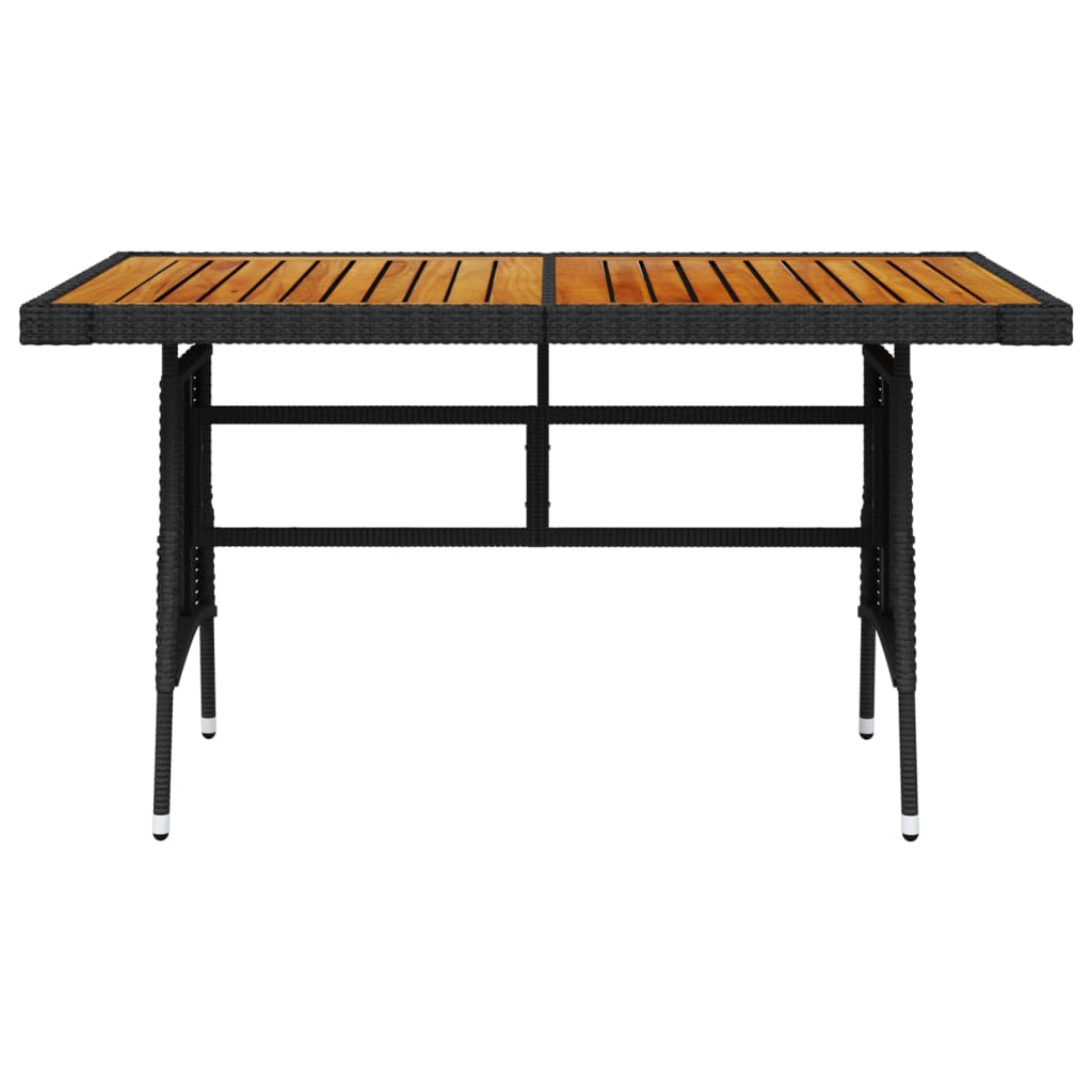 Mesa de jardim 130x70x72 cm vime PE e acácia maciça preto